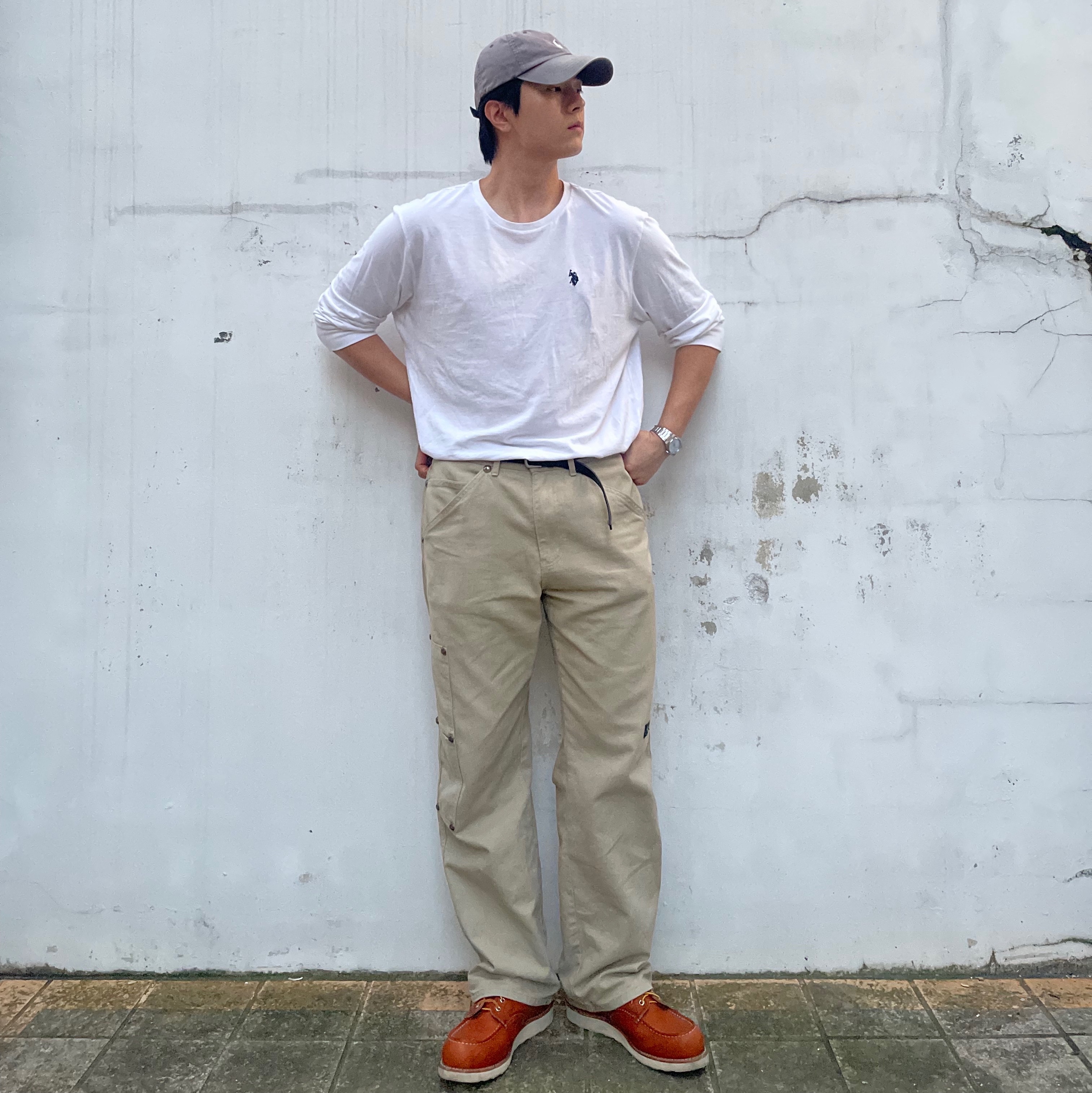 [30%적립] Polo Ralph Lauren Classic Fit Jersey Long Sleeve T-Shirt White - 24FW, Thug Club Thug Pants (2) Black 착용 스타일