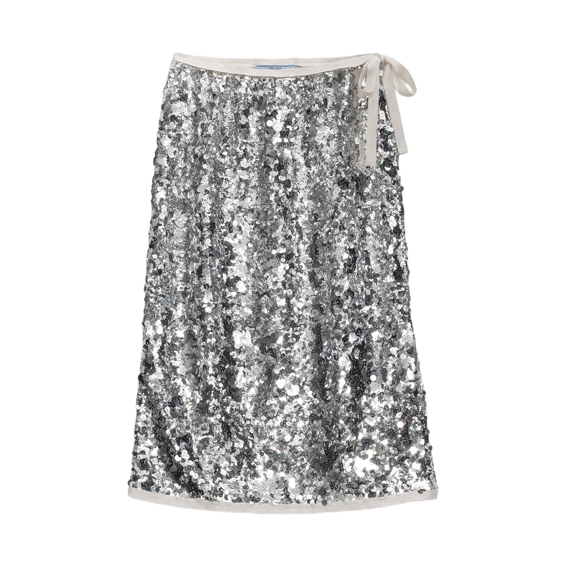 (W) 프라다 자수 시퀸 스커트 실버((W) Prada Embroidered Sequin Skirt Silver) - 1