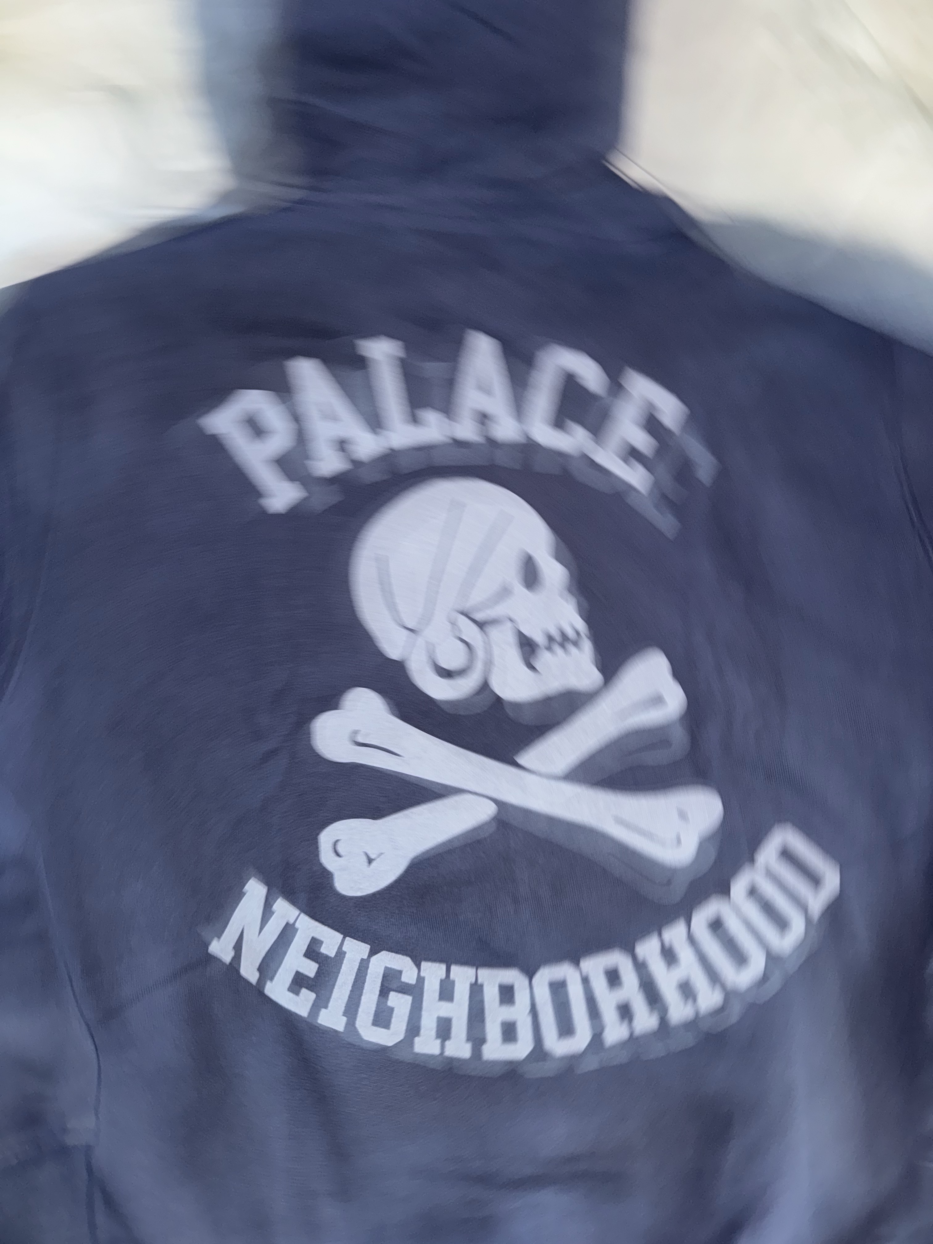 Palace x Neighborhood Skull Zip Hood Navy - 25FW 착용 스타일 - 5