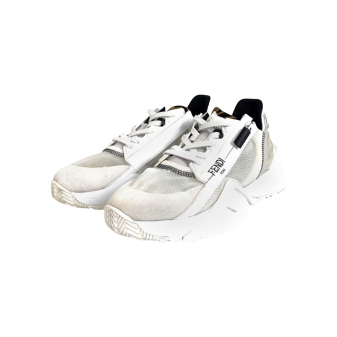 ITUPOB97PWL3 Fendi Men's Flow Nylon Low-Top Sneakers White