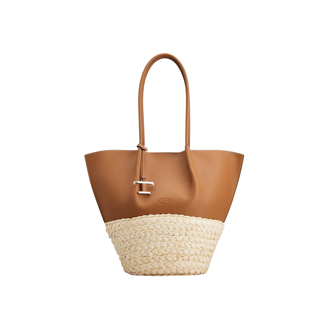 토즈 스트로우 레더 미디움 쇼핑백 브라운 내츄럴(Tod's Shopping Bag in Straw and Leather Medium Brown Natural) - 1