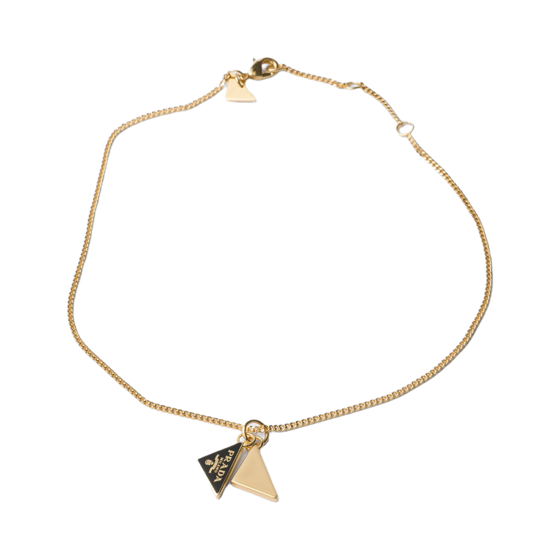 1IC259-2DR5-F019F Prada Enameled Metal Necklace Gold Black