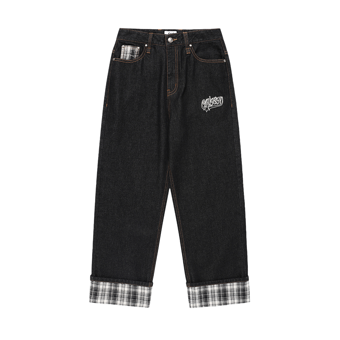 카비시 W 체크 데님 팬츠 블랙(CAVISH W Check Denim Pants Black)