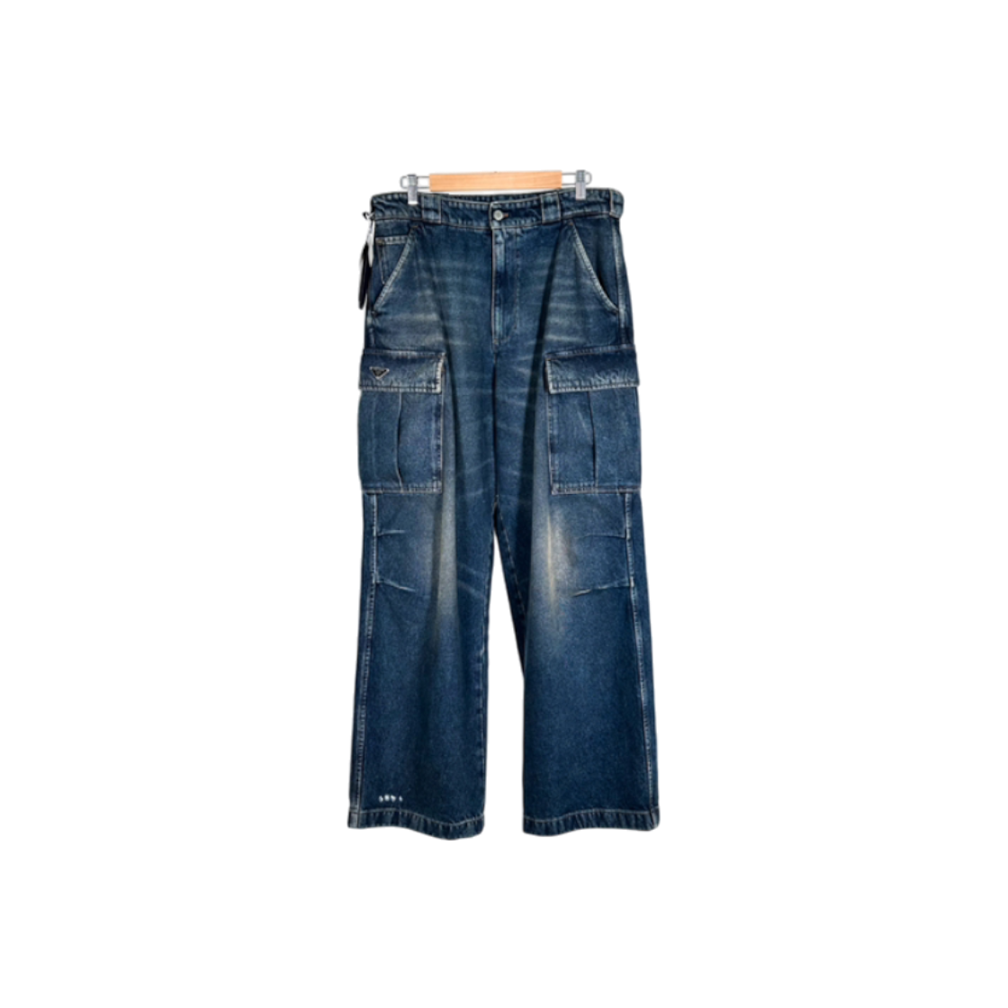 ITJBAUBI3TNG Prada 24FW Mens Triangle Logo Washed Cargo Wide Denim Pants