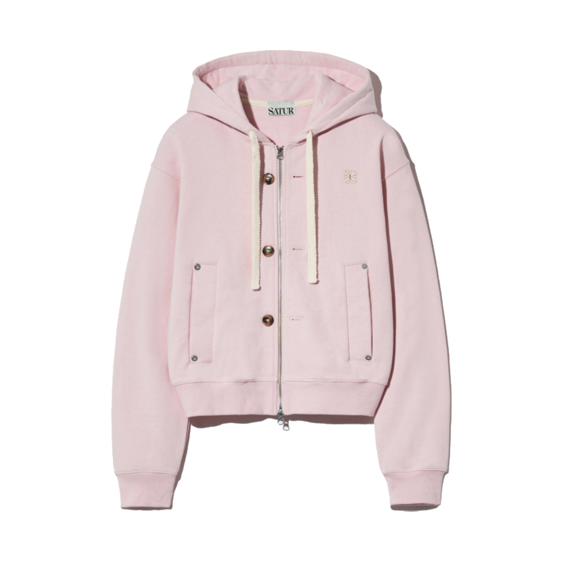 세터 테오 코튼 올 데이 후드 집업 페일 핑크(SATUR Teo Cotton All Day Hood Zip Up Pale Pink) - 2