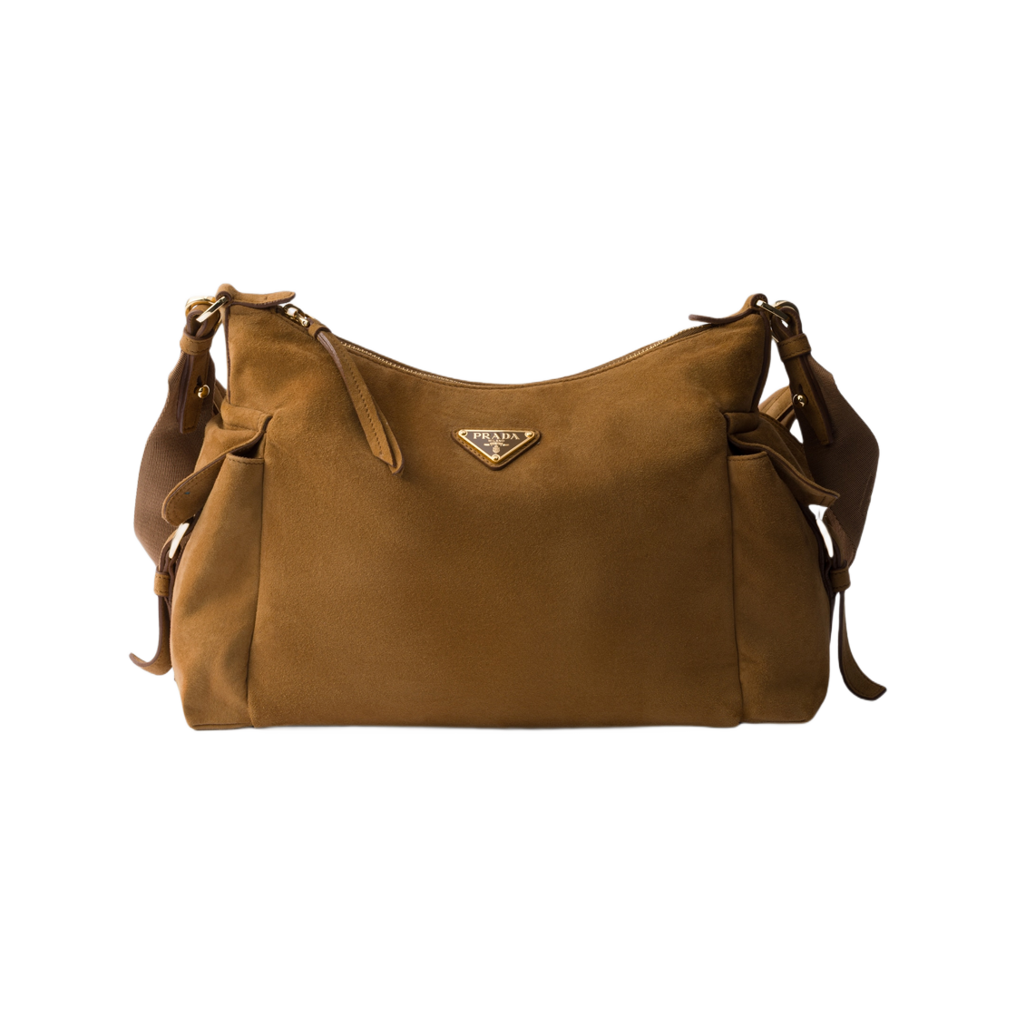 1BC264-008-F0401 Prada Large Prada Explore Suede Bag Cinnamon