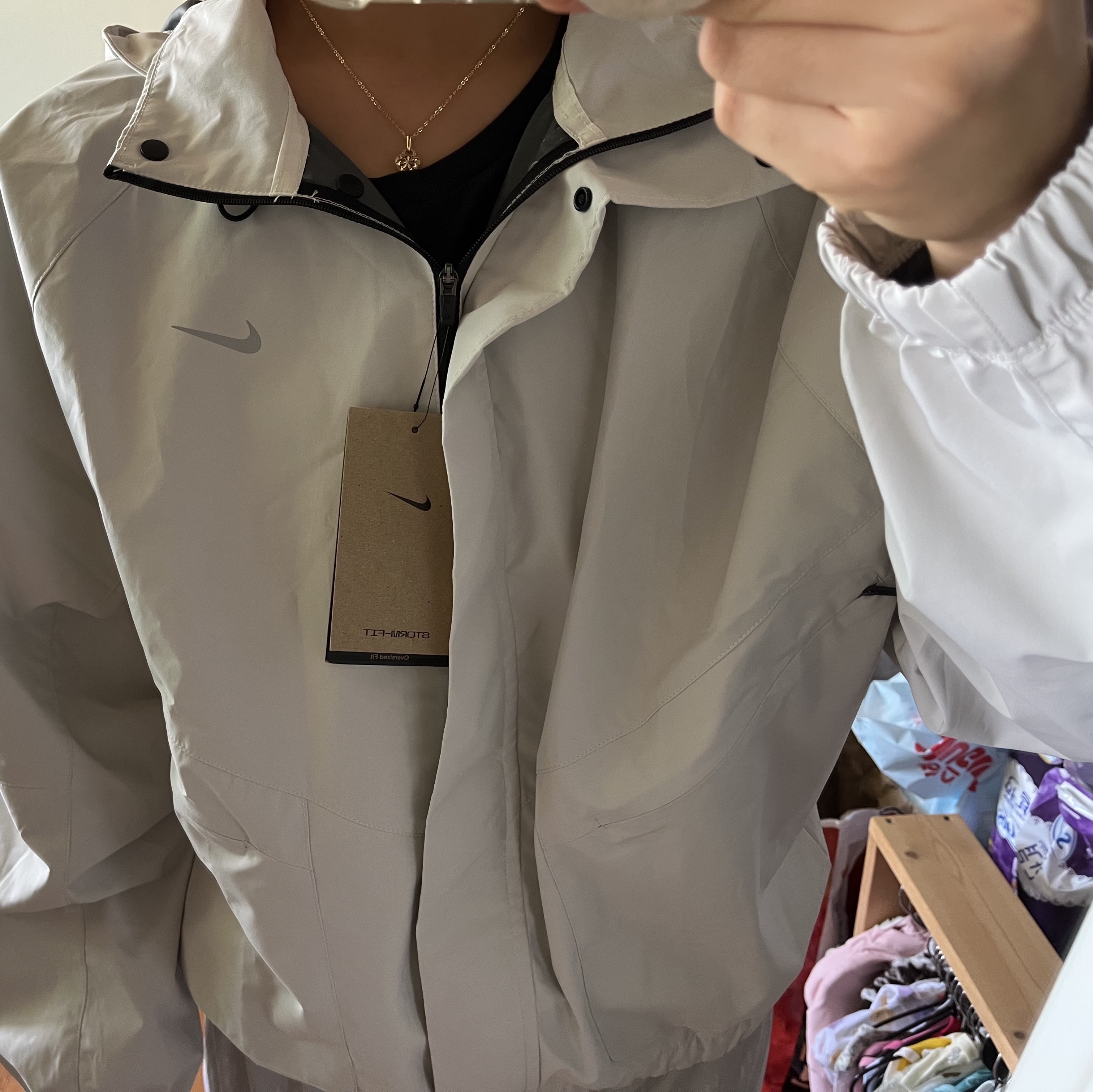 (W) Nike Storm Fit Swift Running Jacket Pale Ivory - Asia 착용 스타일 - 1