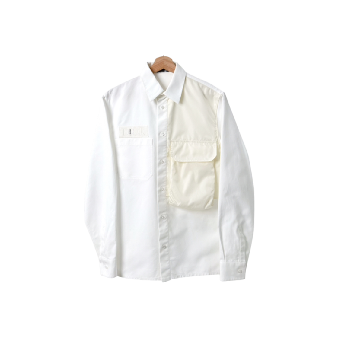 디올 x 사카이 남성 모노그램 포켓 오버 코튼 셔츠 자켓 화이트(Dior x Sacai Mens Monogram Pocket Overshirt Jacket White)