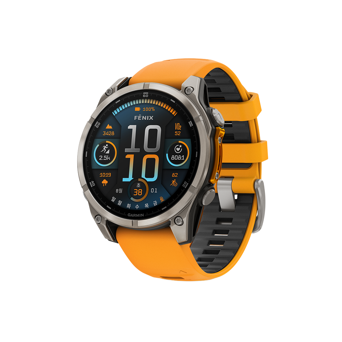 0100290551 Garmin Fenix 8 AMOLED 51mm Sapphire Titanium Orange