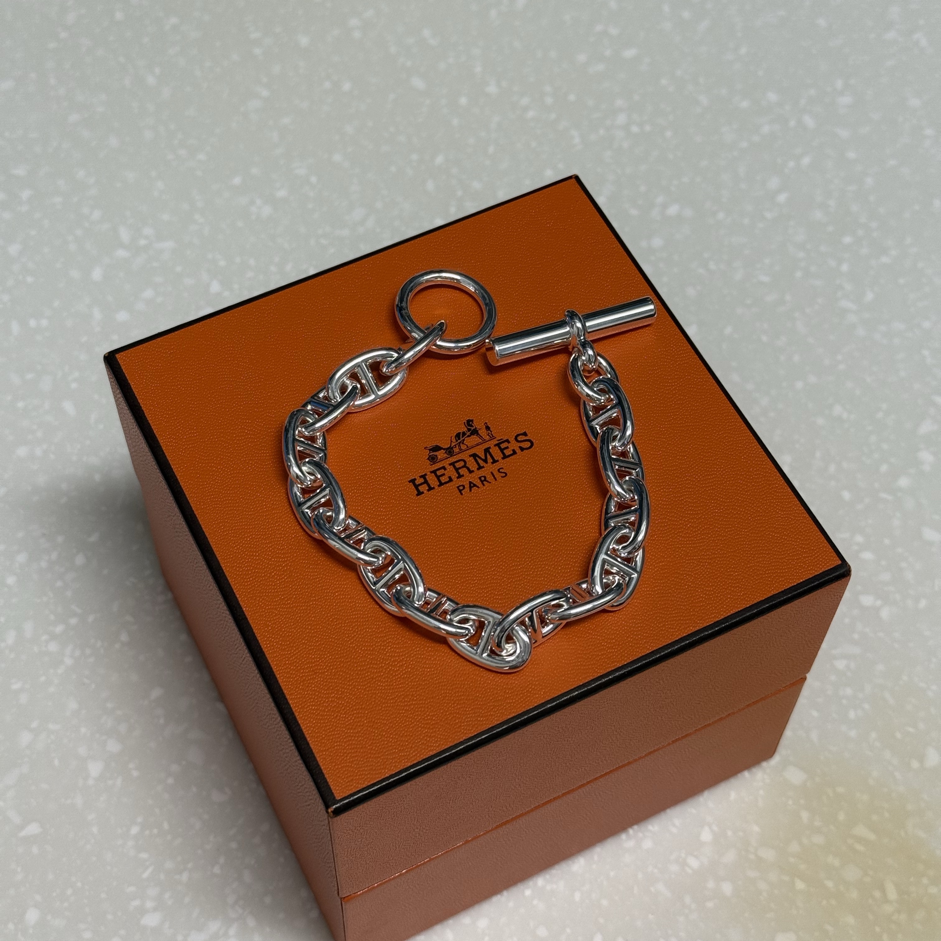 Hermes Medium Chaine D'Ancre Bracelet Sterling Silver 착용 스타일 - 3