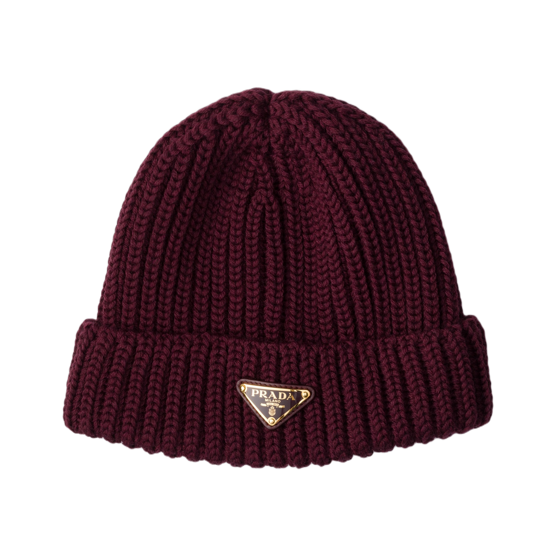 1HC390-2DZL-F0399 Prada Wool Beanie Amaranth Red Maize Yellow