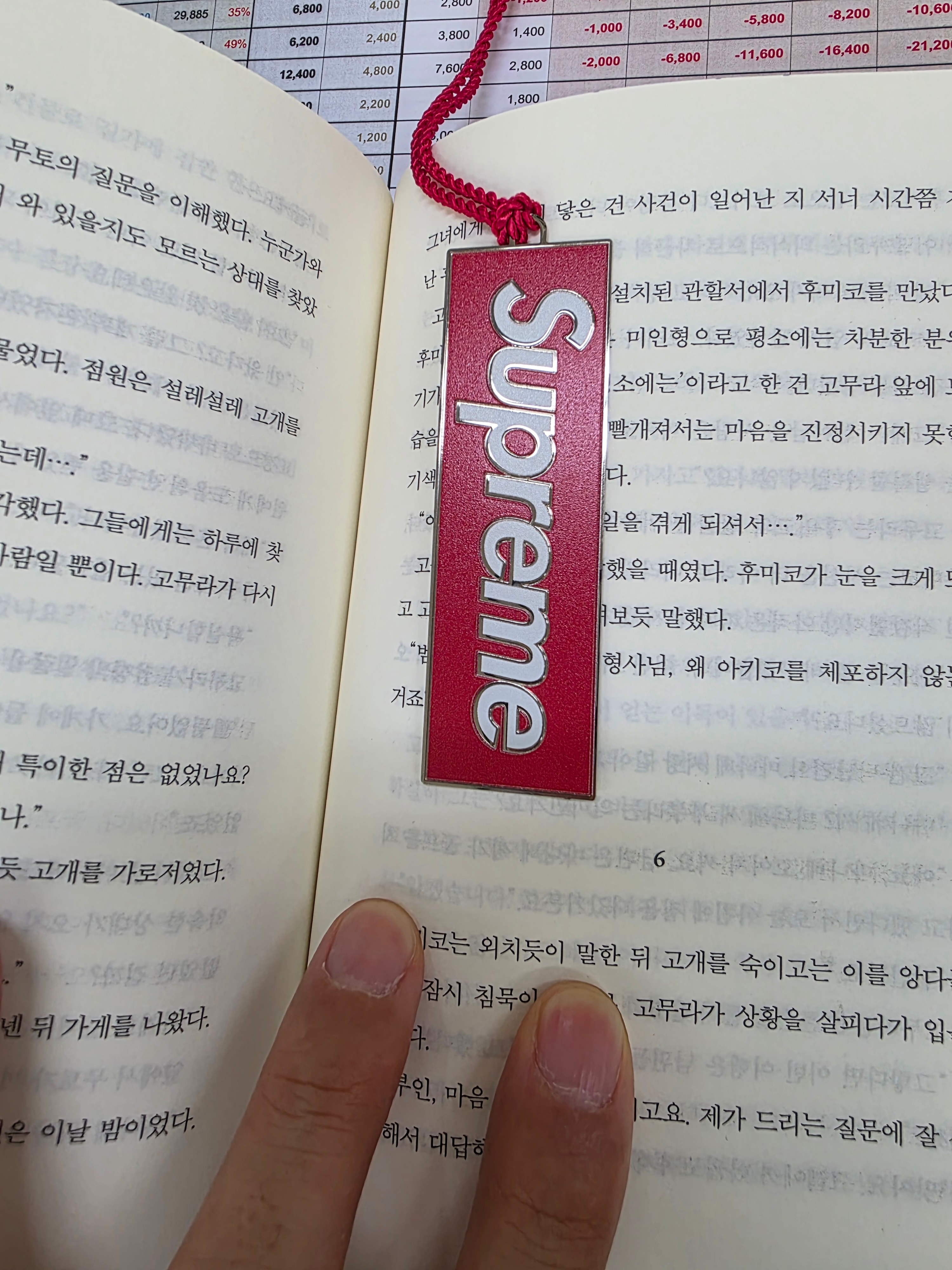Supreme x David Howell & Co. Metal Bookmark Red - 24FW 착용 스타일