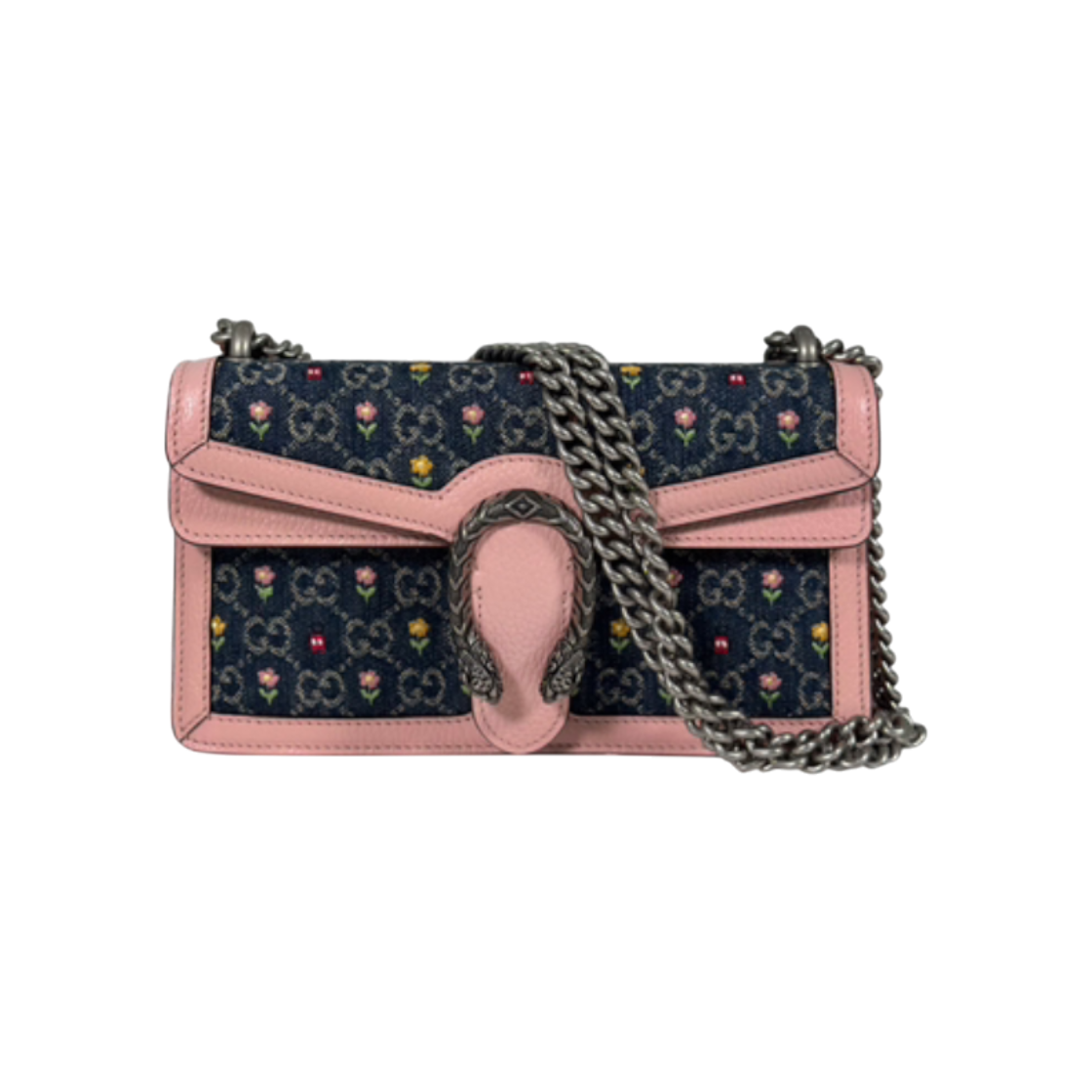 ITG9R4WQP3LR Gucci Womens Dionysus Floral Denim Shoulder Crossbody Bag Small