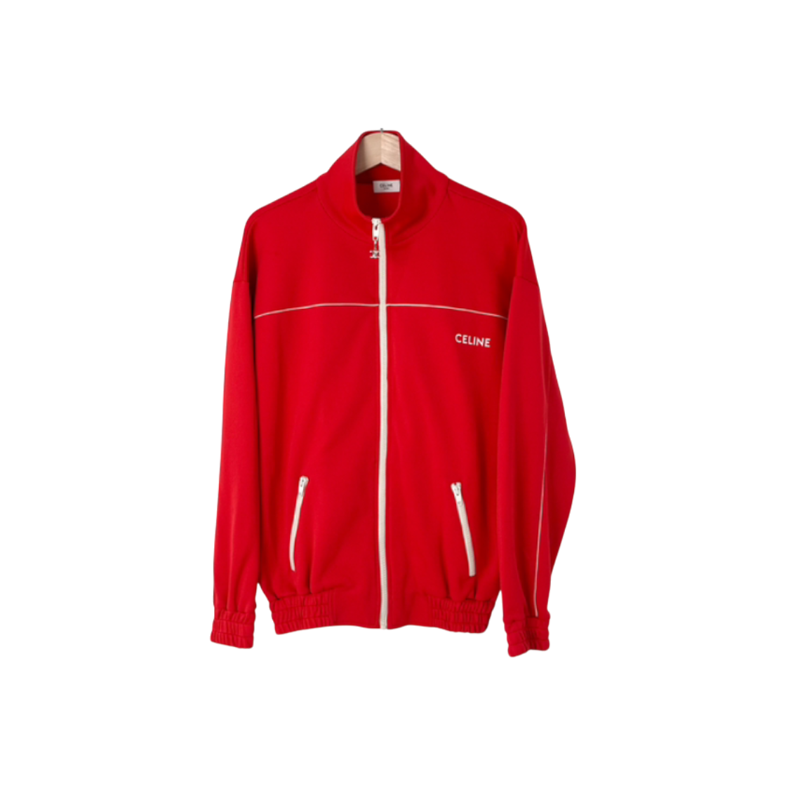 ITVWBK6F728A Celine Mens Logo Reversible Track Zip-Up Jersey Jacket Red