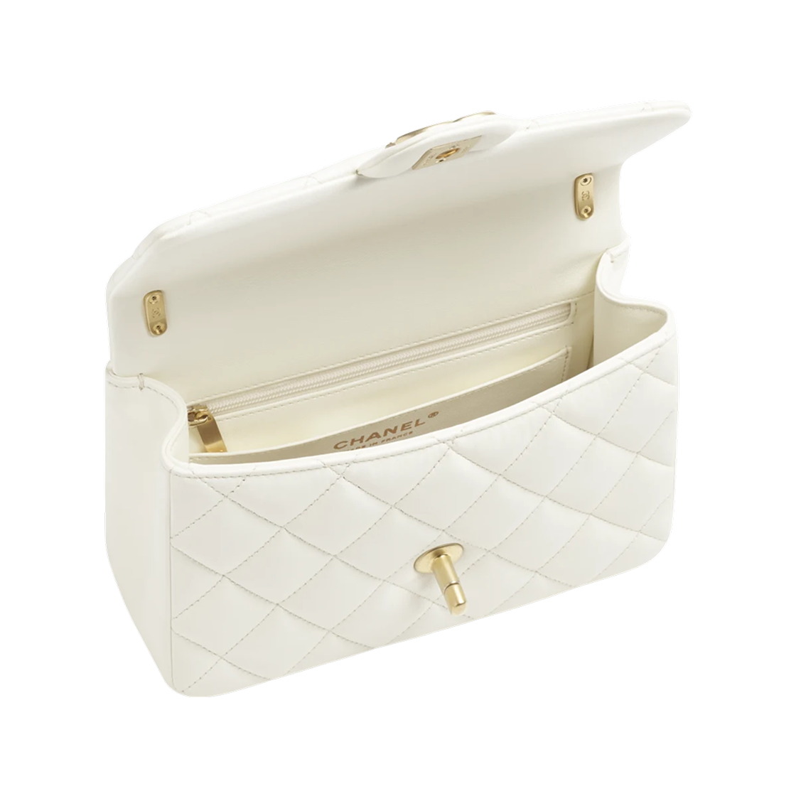 샤넬 미니 플랩백 샤이니 램스킨 & 이미테이션 펄 골드 메탈 에크루(Chanel Mini Flap Bag Shiny Lambskin & Imitation Pearls Gold Ecru) - 2
