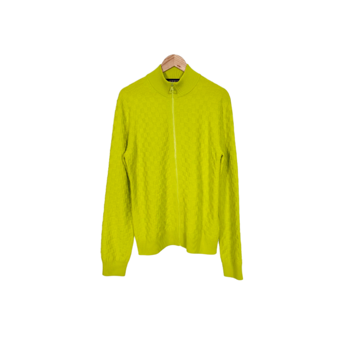 ITMIDO6P5V4R Louis Vuitton Mens Damier Wool Knit Zip-Up Cardigan Jacket