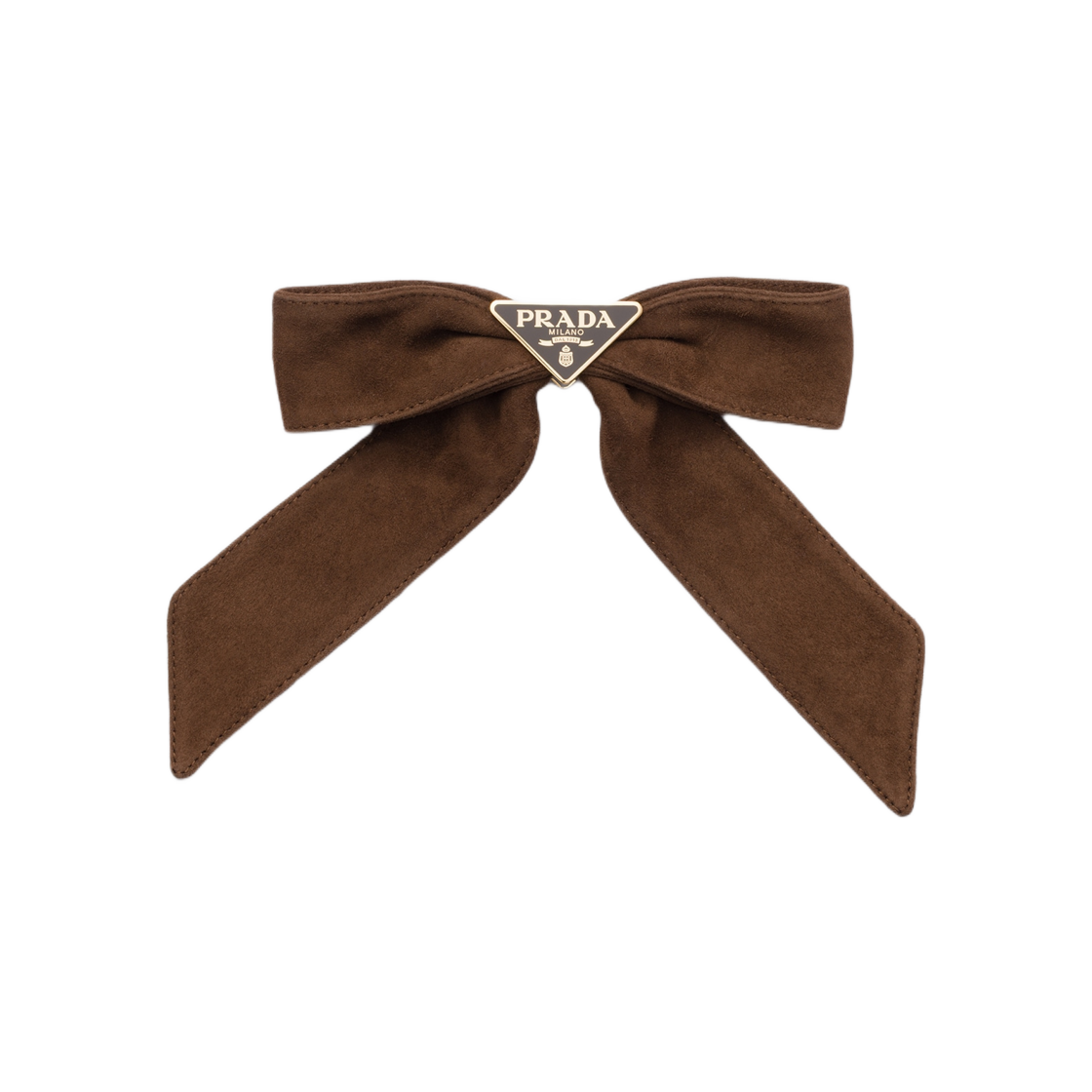 1IF154-008-F0324 Prada Suede Hair Clip Cocoa Brown