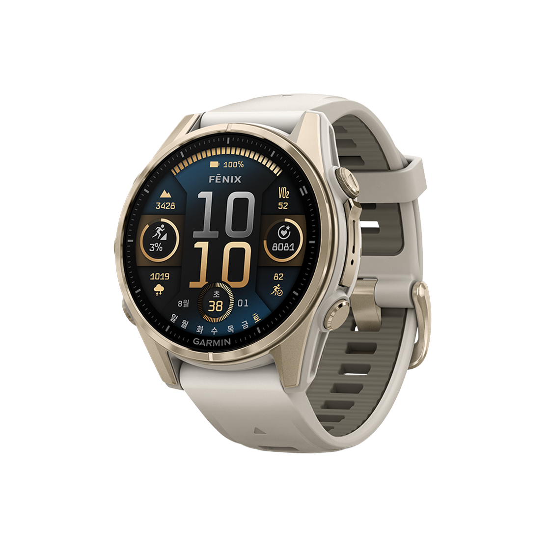 0100290317 Garmin Fenix 8 AMOLED 43mm Sapphire Soft Gold & Fog Grey