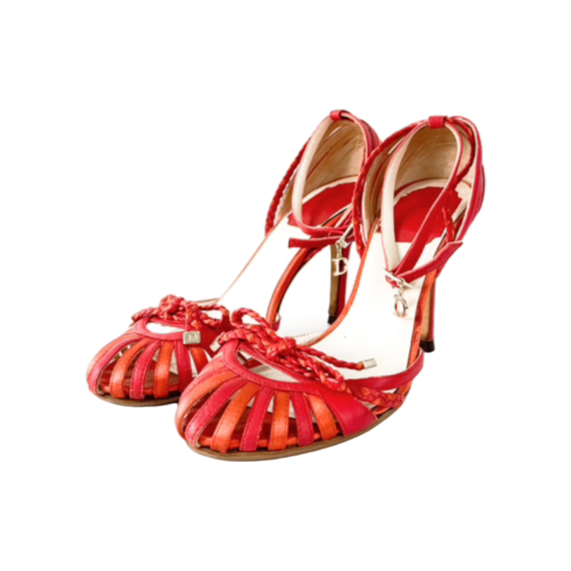 IT2DPEMIT92R Dior Lady Dior Women's Cannage Charm Sandal Pumps Red