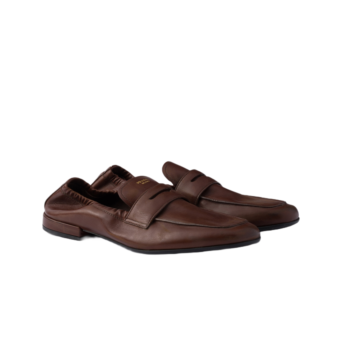 (W) 프라다 셔플 앤틱 레더 로퍼 꼬냑((W) Prada Shuffle Antiqued Leather Loafers Cognac) - 2