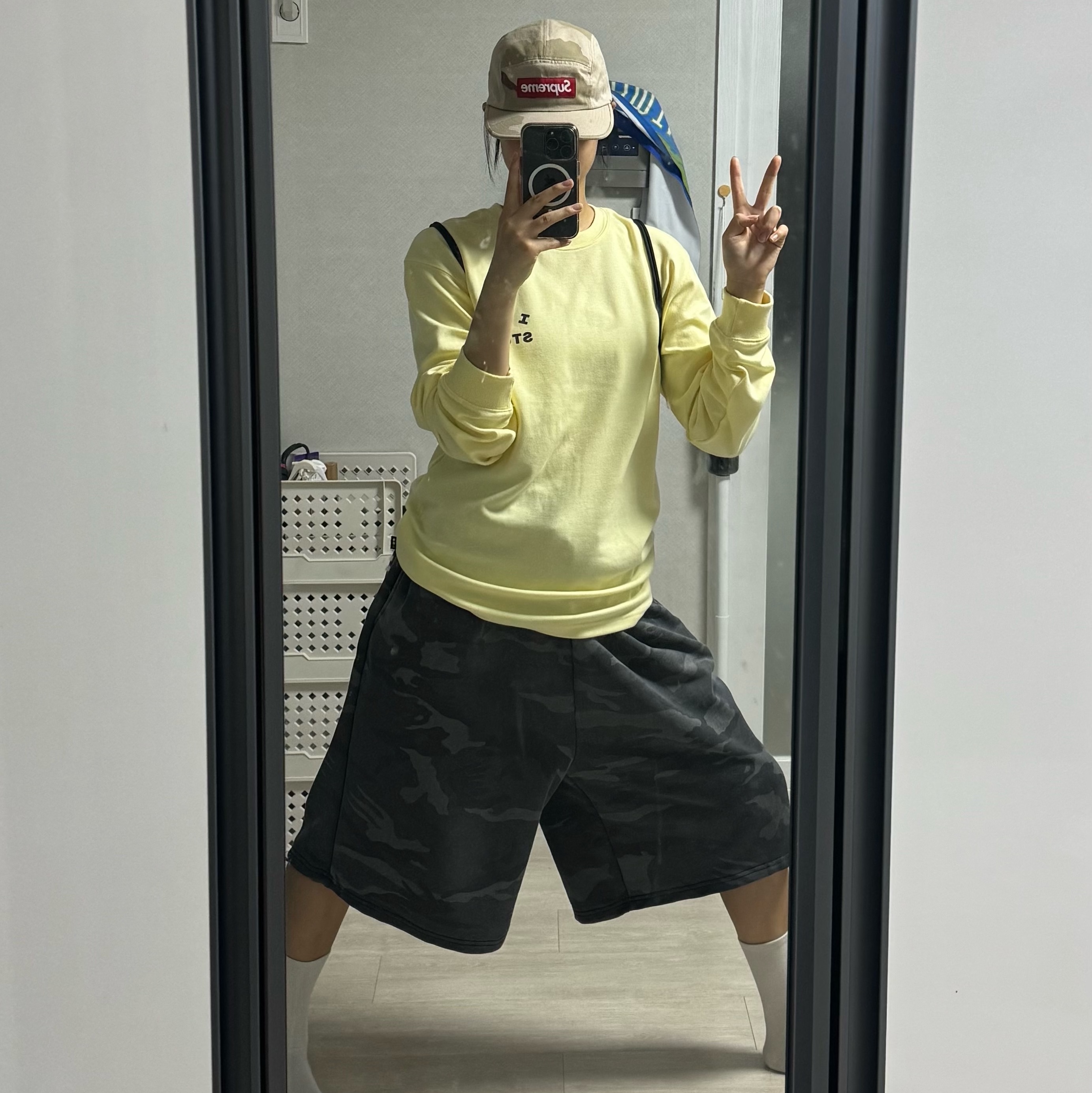 IAB Studio Long Sleeve Lemon, Supreme Washed Chino Twill Camp Cap Desert Camo - 24SS 착용 스타일 - 3