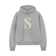 SATUR Rivet Applique Pocket Logo Hoodie Melange Gray