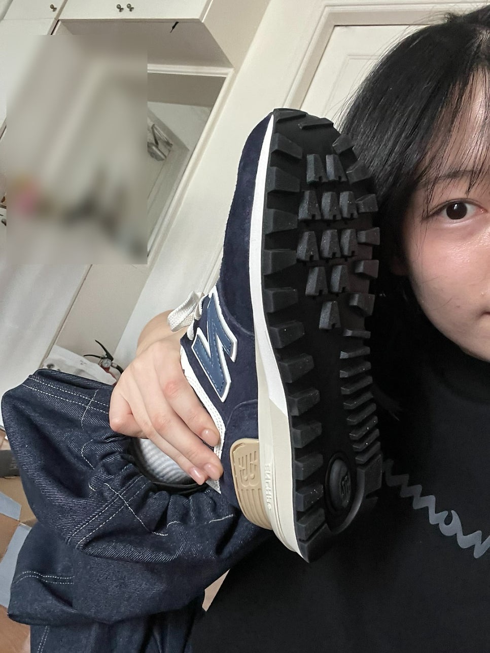 New Balance 574 Legacy Navy 착용 스타일 - 2