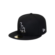 New Era MLB LA Dodgers Basic Outline Fitted Cap Black
