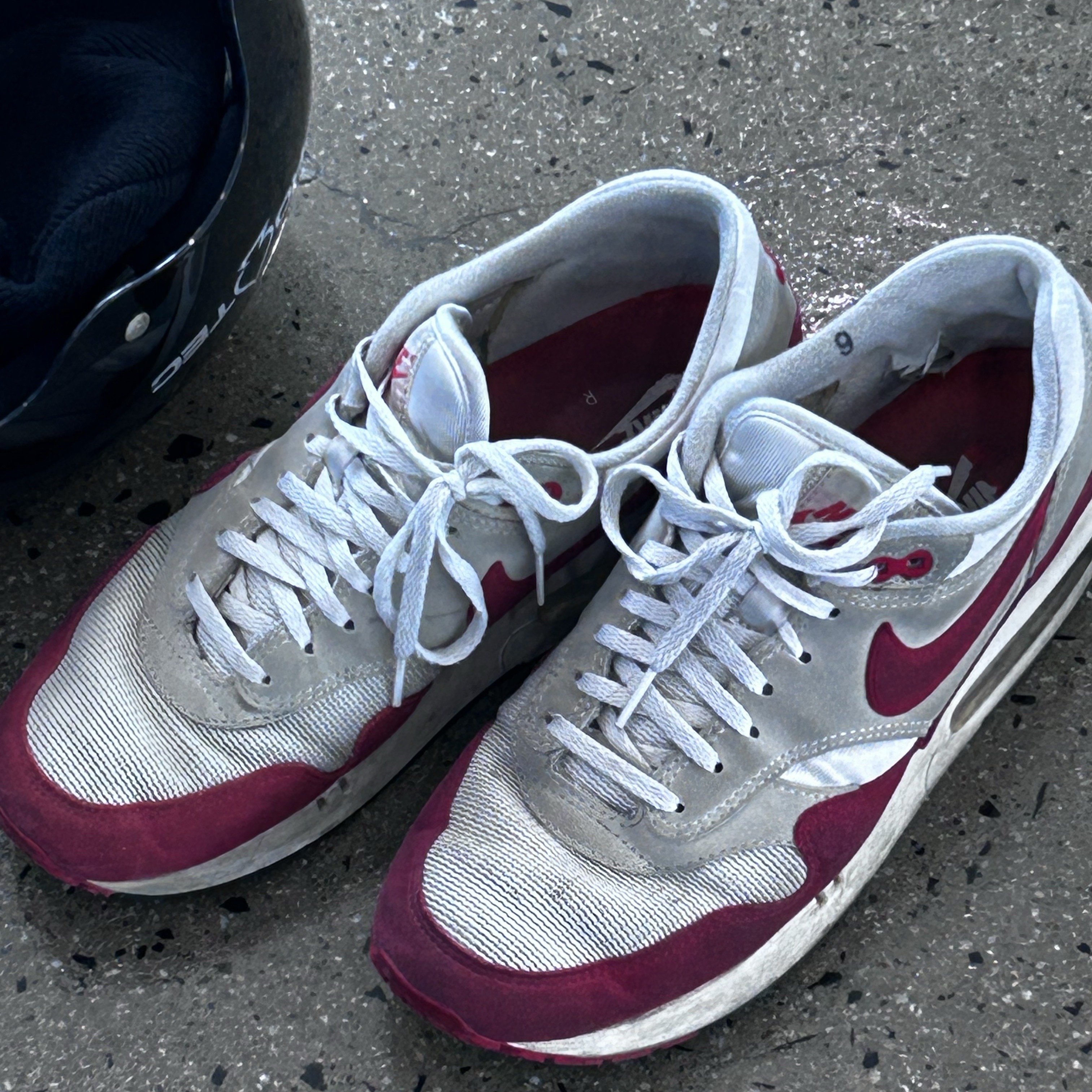 (W) Nike Air Max 1 '86 OG Big Bubble White University Red 착용 스타일