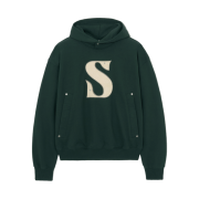 SATUR Rivet Applique Pocket Logo Hoodie Classic Green