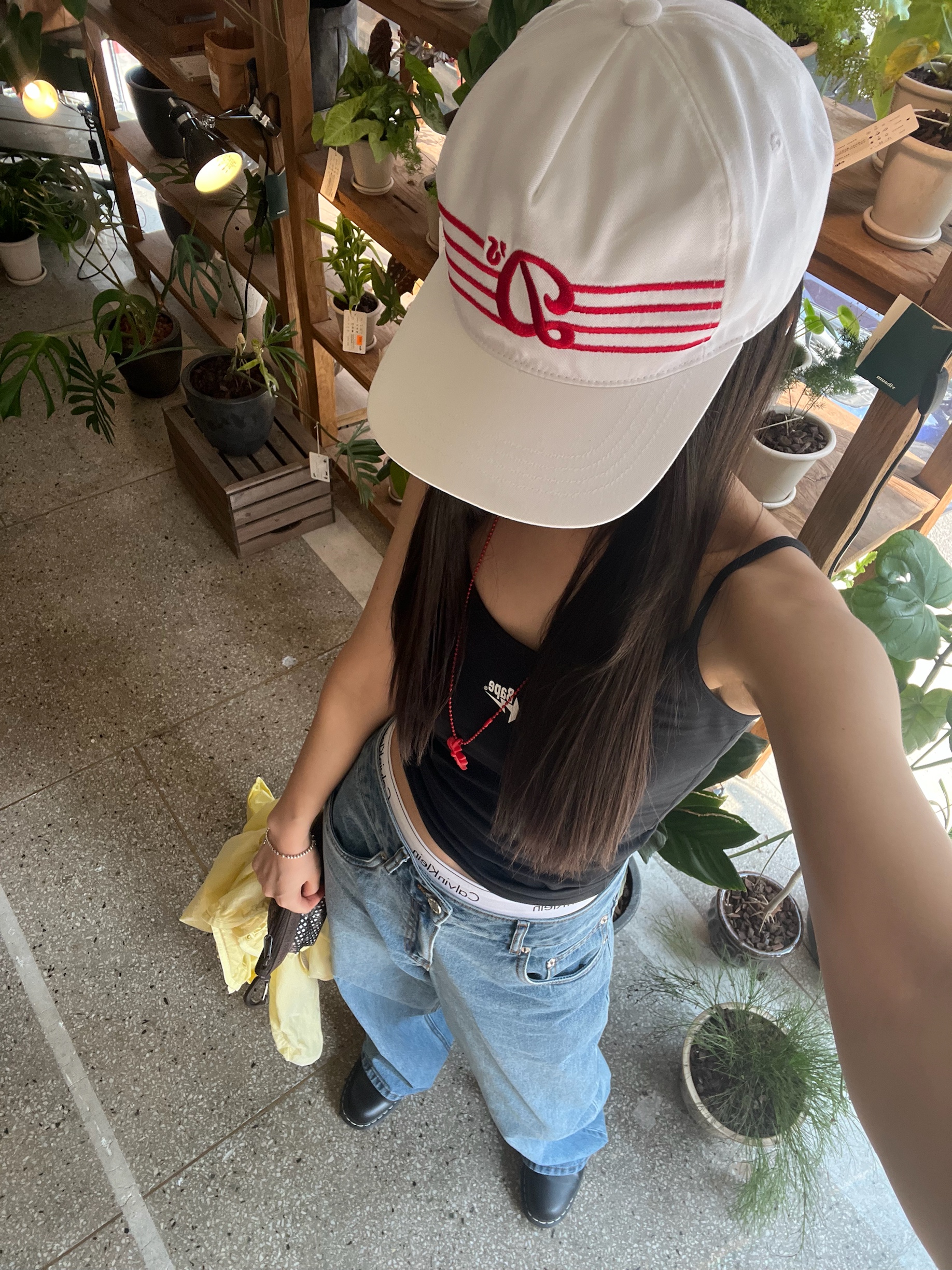 (W) BAPE STA Logo Camisole Black, Chrome Hearts Silichrome CH Cross Pendant Red 2022 착용 스타일
