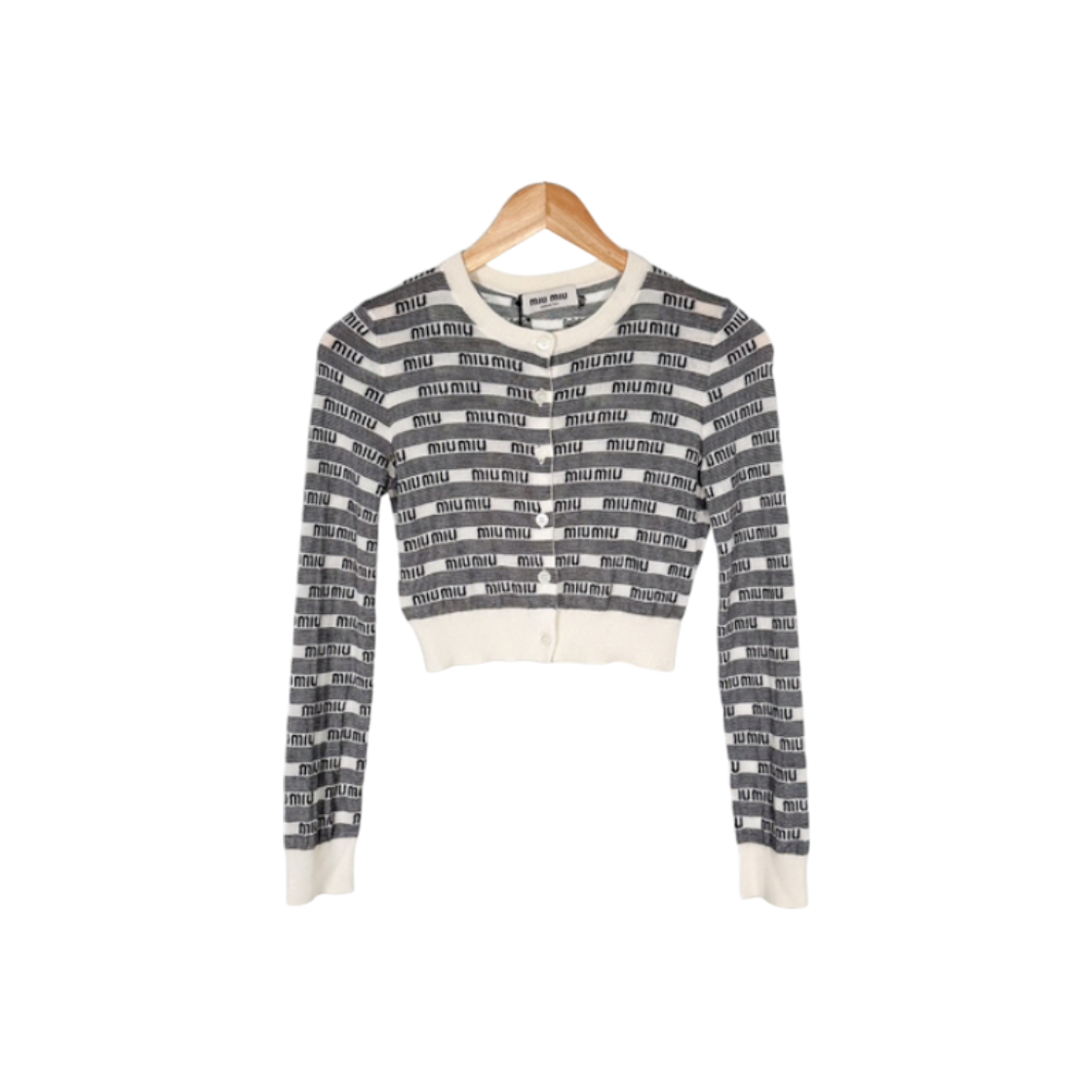 ITBGUICRBDH5 Miu Miu Womens Multi Logo Cashmere Silk Knit Cardigan