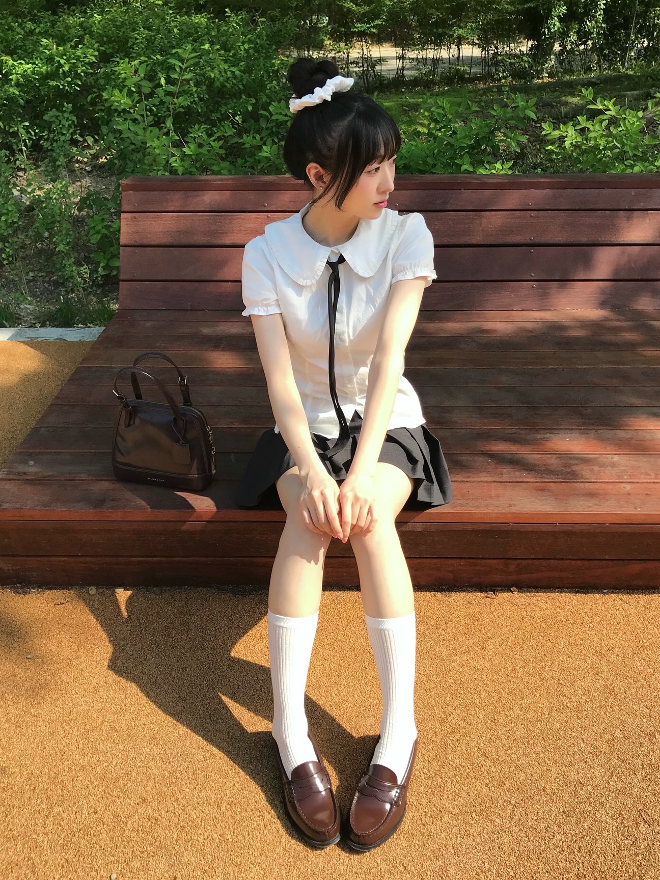 Haruta HS-4514 Penny Loafer Brown 착용 스타일 - 1