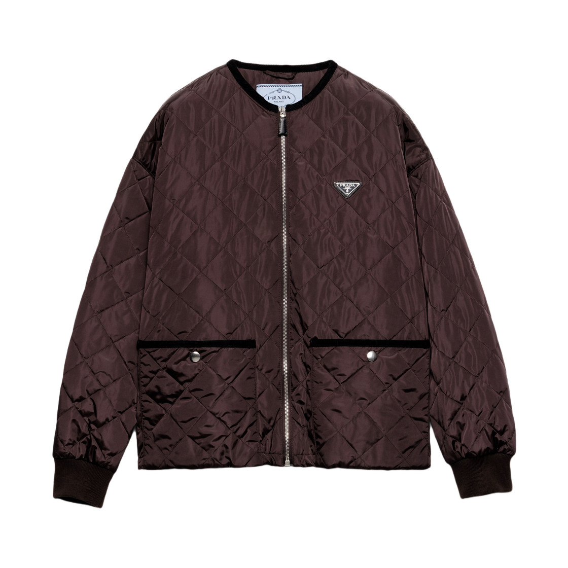 (W) 프라다 퀼티드 라이트 리나일론 자켓 다크 브라운((W) Prada Quilted Light Re-Nylon Jacket Dark Brown) - 1