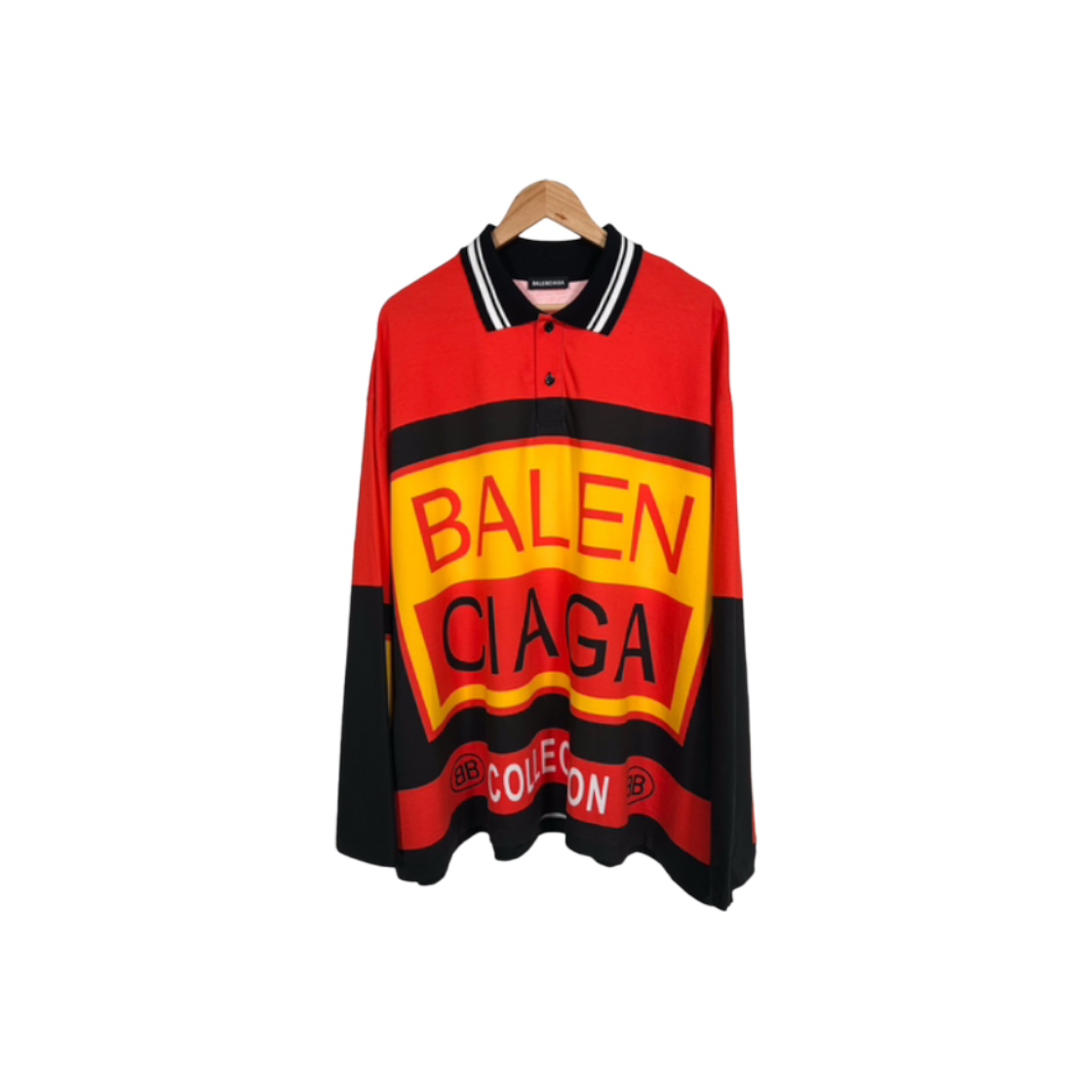 발렌시아가 남성 오버사이즈 빅로고 폴로 럭비 긴팔 티셔츠 레드(Balenciaga Mens Oversize Big Logo Polo Rugby Long Sleeve Tee Red)