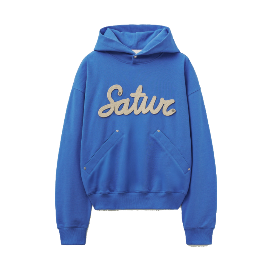 SA251UTH03BL SATUR Lugo Applique Rivet Hoodie Blue