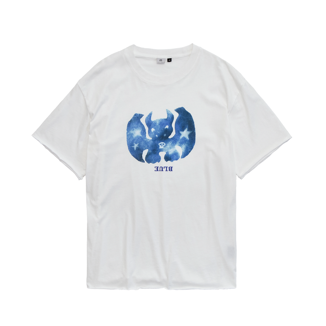 폴리테루 행크 블루 블랑카 1/2 티 로우 컷 화이트(Polyteru HANK Blue Blanka 1/2 Tee Raw Cut White)