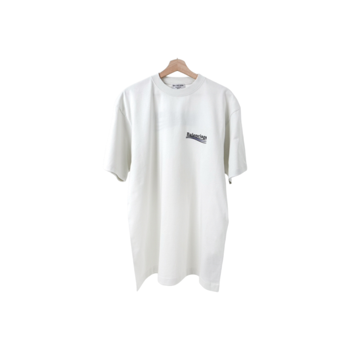 ITHCJD9JVLA5 Balenciaga Mens Political Campaign Embroidered Logo Large-Fit Tee