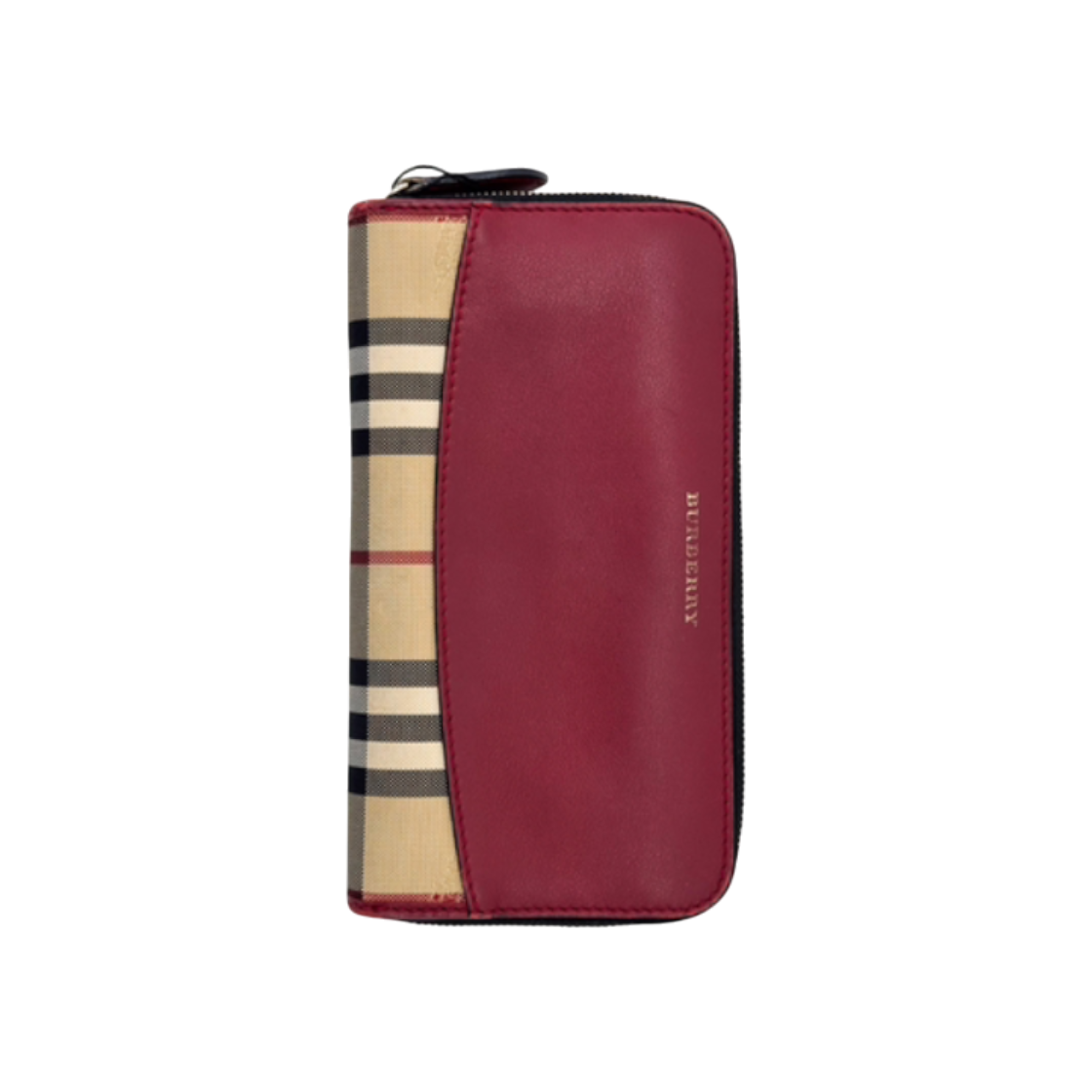 IT7HQ8HSBG8G Burberry Womens Horseferry Check Leather Zip Long Wallet Brown