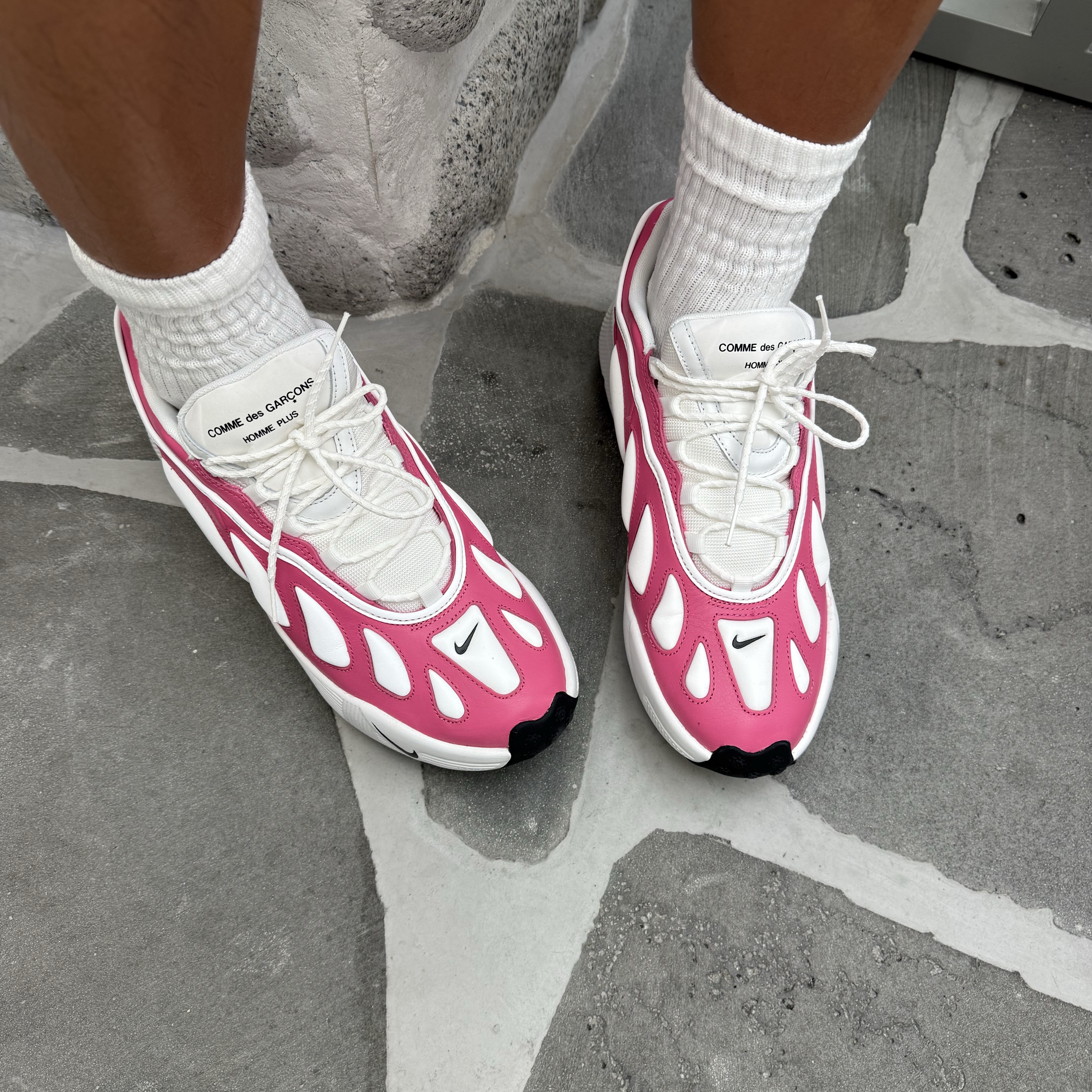 Nike x Comme des Garcons Homme Plus Sense 96 SP Pink White 착용 스타일 - 2