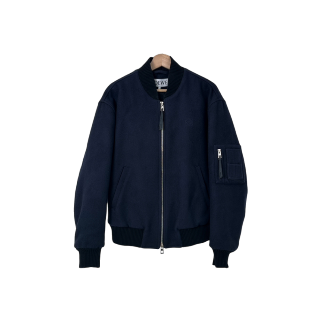 IT5K6CW9LBF2 Loewe Mens Anagram Wool Bomber Mawon Jacket Navy