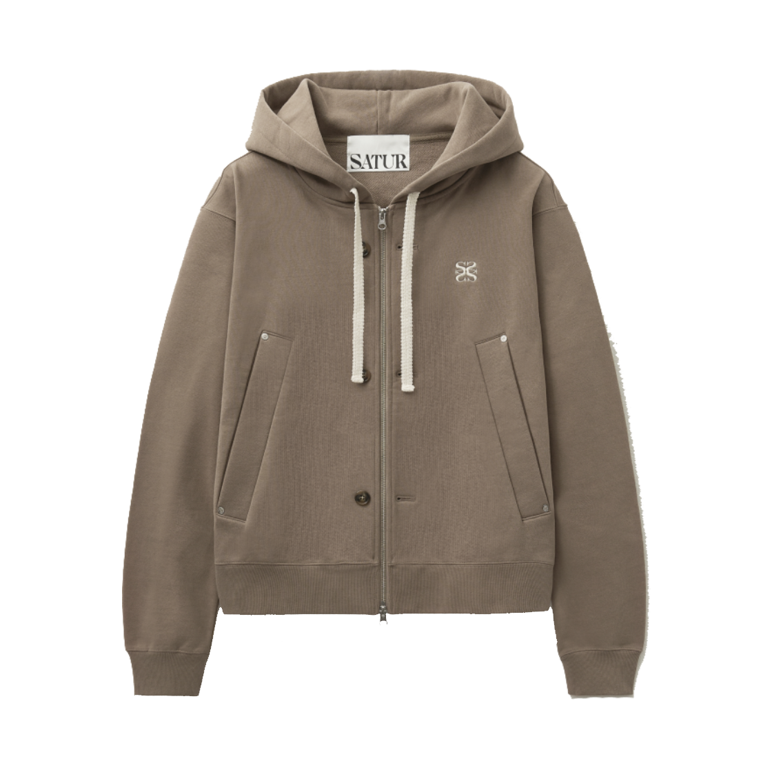 세터 테오 코튼 올 데이 후드 집업 브라운(SATUR Teo Cotton All Day Hood Zip up Brown)