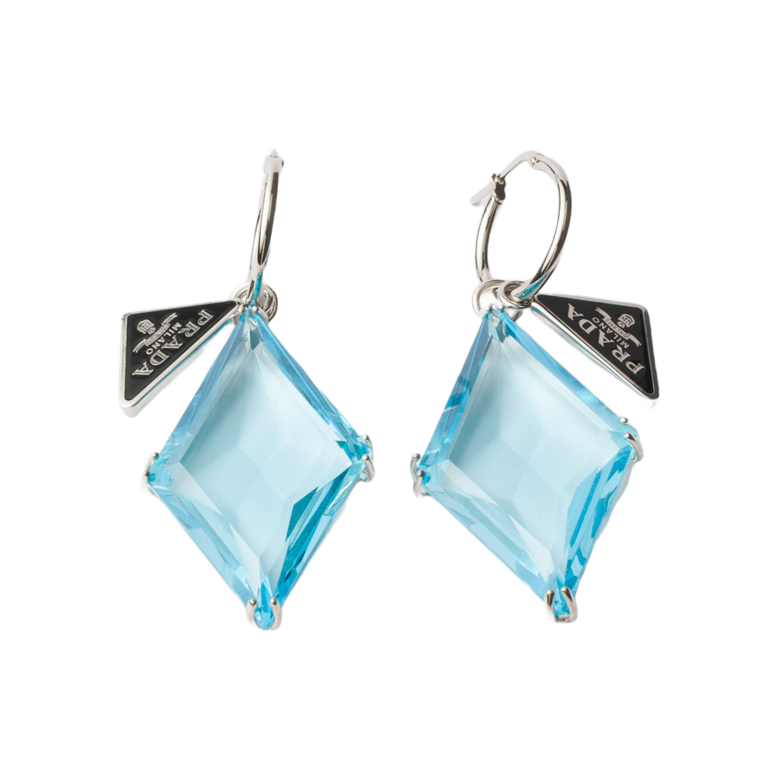 프라다 메탈 앤 글래스 이어링 아쿠아마린(Prada Metal and Glass Earrings Aquamarine) - 1