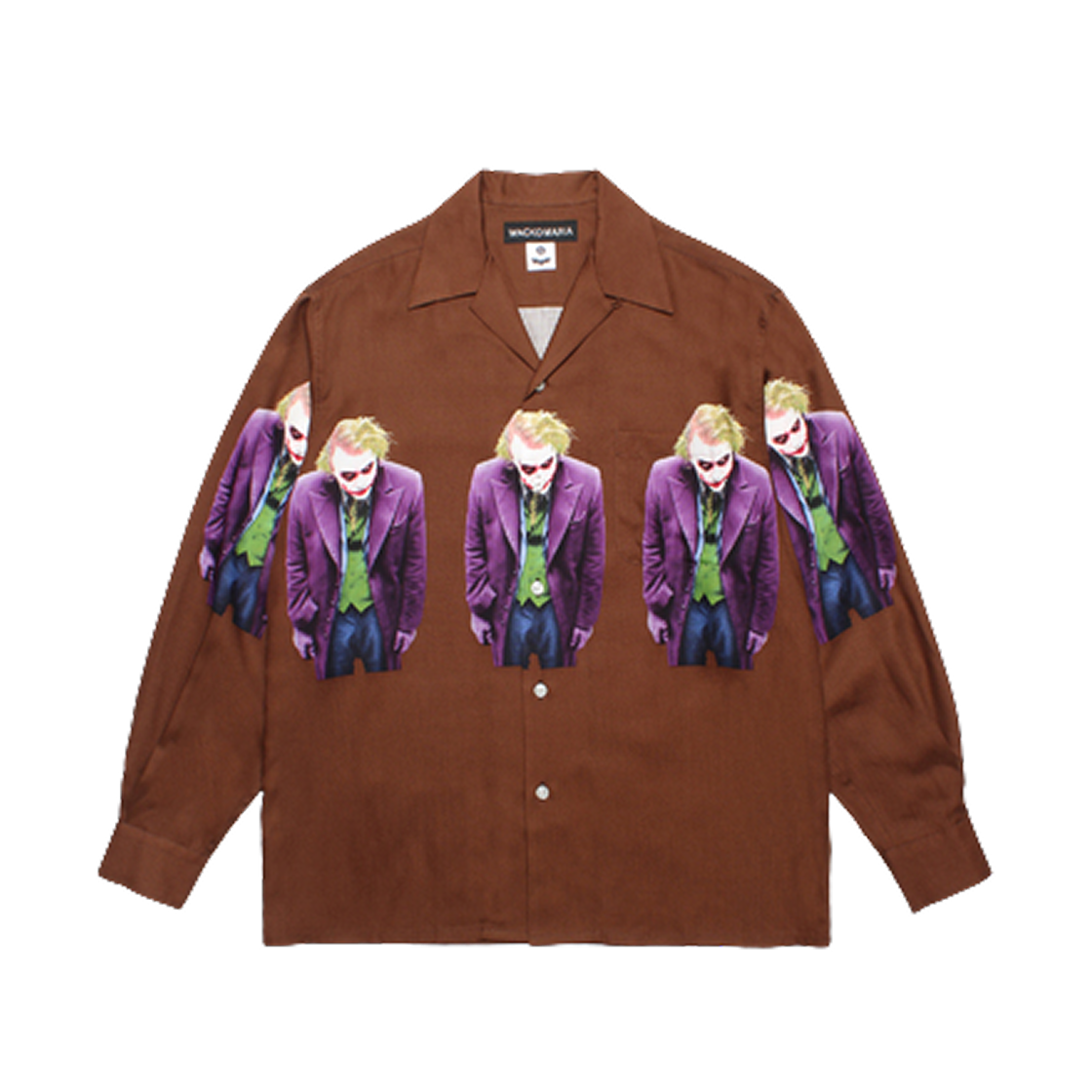 6383 Wacko Maria x The Dark Knight Trilogy L/S Hawaiian Shirt Brown