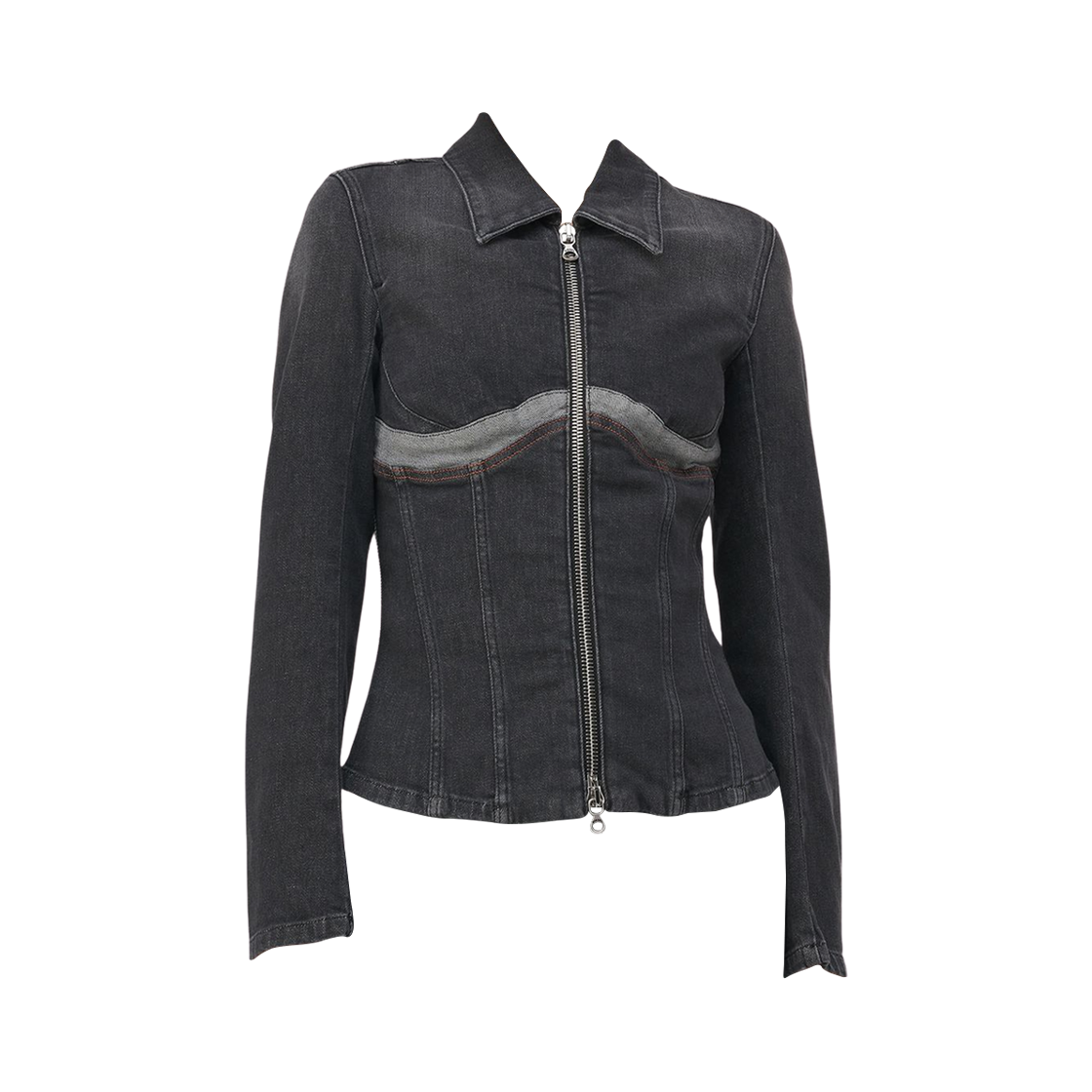 A1143009G95-02 (W) Diesel De-Milly-S Zip Up Denim Jacket Dark Grey