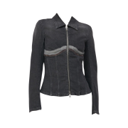 (W) Diesel De-Milly-S Zip Up Denim Jacket Dark Grey