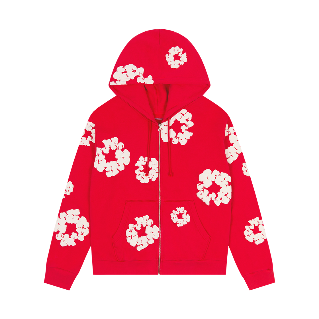 - Denim Tears Cotton Wreath Zip Hoodie Red