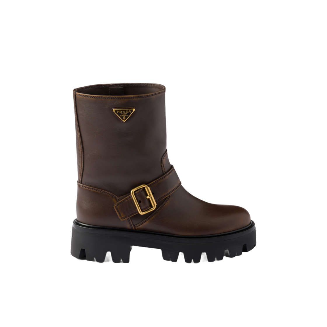1U187O-DFW-F0324 (W) Prada Leather Booties Cocoa Brown