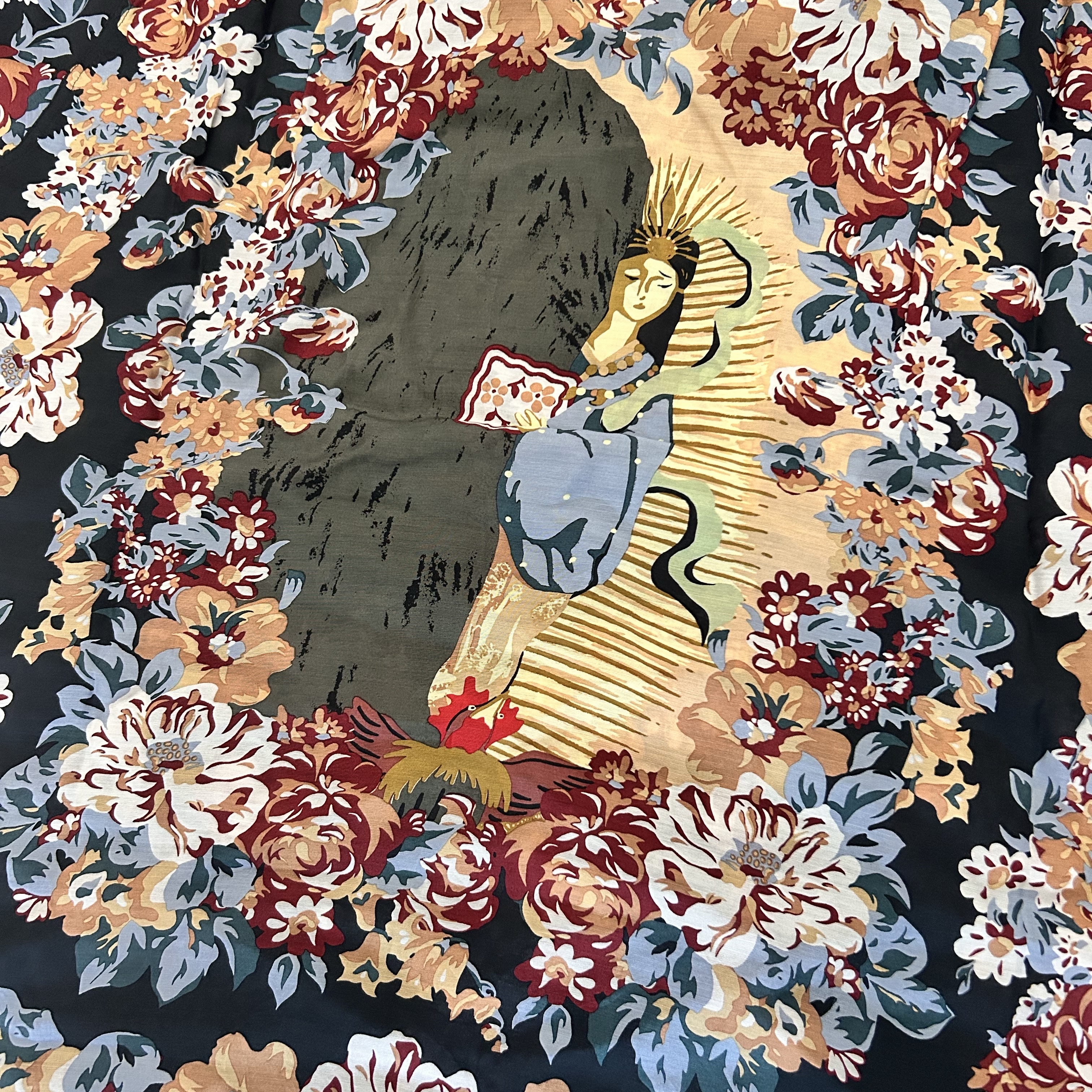 Kapital Silk Rayon Champetre A.Ma.Ter.La.Ce Pattern Wrangle Collar Aloha Shirt Black 착용 스타일