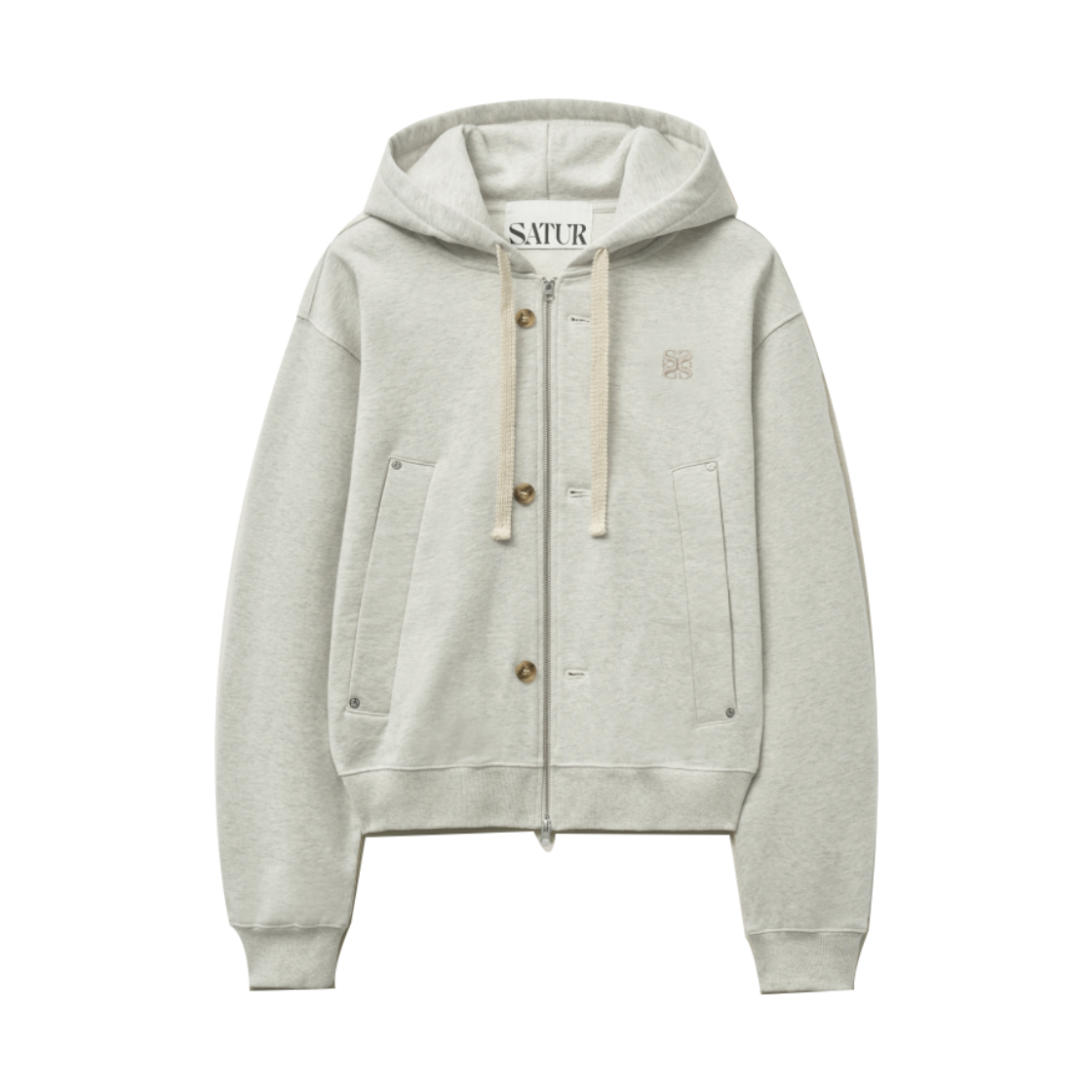세터 테오 코튼 올 데이 후드 집업 멜란지 아이보리(SATUR Teo Cotton All Day Hood Zip-up Melange Ivory)